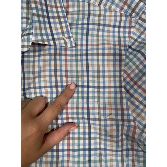 Johnnie O Men's Plaid Button Down Collared Cotton Shirt Medium Santa Monica - Picture 5 of 13